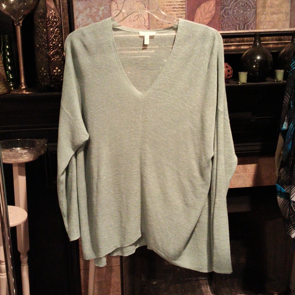 FINAL PRICE Eileen Fisher Sage Green Knit Sweater Size XL - Picture 4 of 6